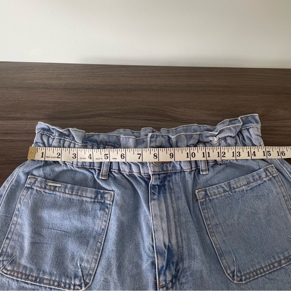 Zara High Rise Paperbag Tapered Balloon Style Light Blue Jeans - Picture 9 of 12